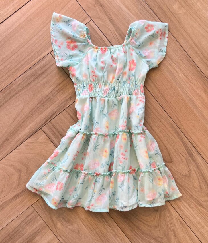 fernandaramoskids com br Vestido Infantil Feminino Floral com Fio Prata 2