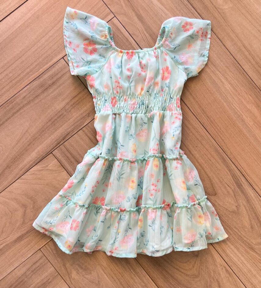 fernandaramoskids com br Vestido Infantil Feminino Floral com Fio Prata 2