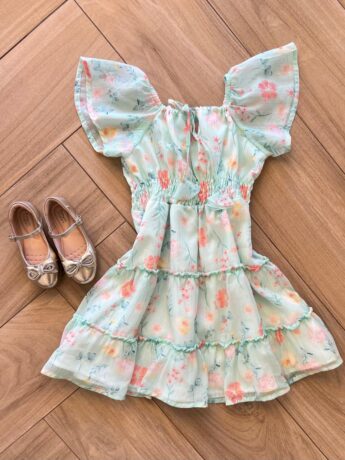 Vestido Infantil Feminino Floral com Fio Prata da Fernanda ramos kids