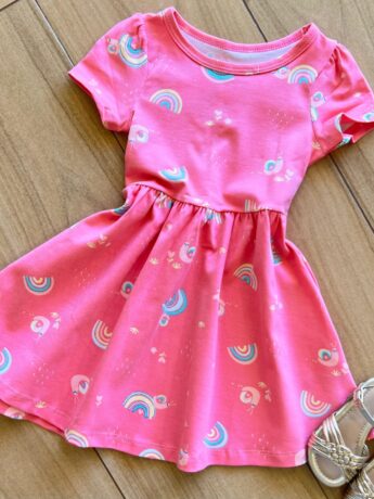 fernandaramoskids com br Vestido Infantil Feminino Manga Curta Caracol Arco Íris 1