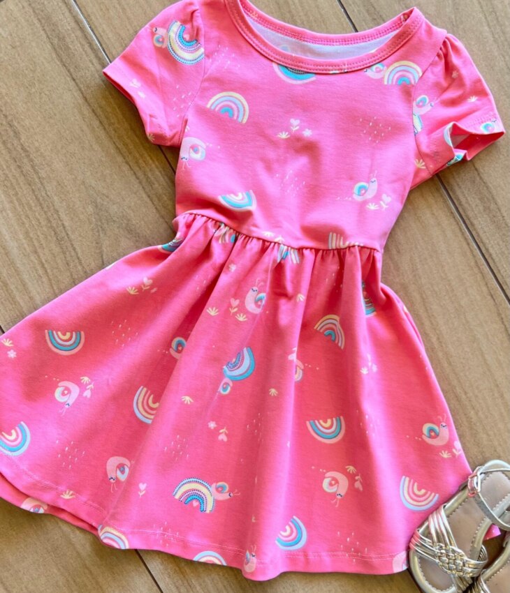 fernandaramoskids com br Vestido Infantil Feminino Manga Curta Caracol Arco Íris 1
