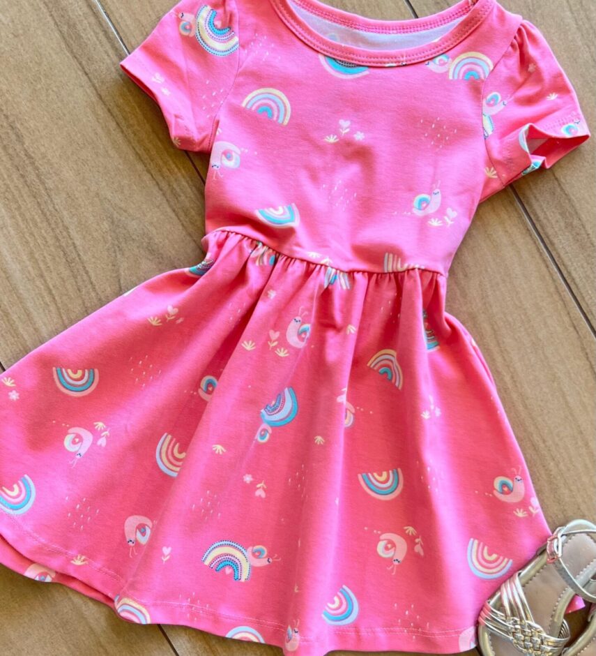 fernandaramoskids com br Vestido Infantil Feminino Manga Curta Caracol Arco Íris 1