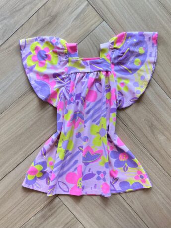 Vestido Infantil Feminino Manga Curta em Cotton Estampado Fernanda Ramos Kids