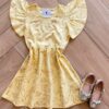 Vestido Infantil Feminino Manga Curta Estampado Amarelo Fernanda Ramos Kids
