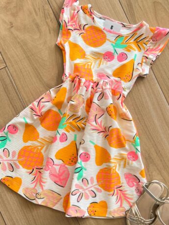 fernandaramoskids com br Vestido Infantil Feminino Manga Curta Frutas 1
