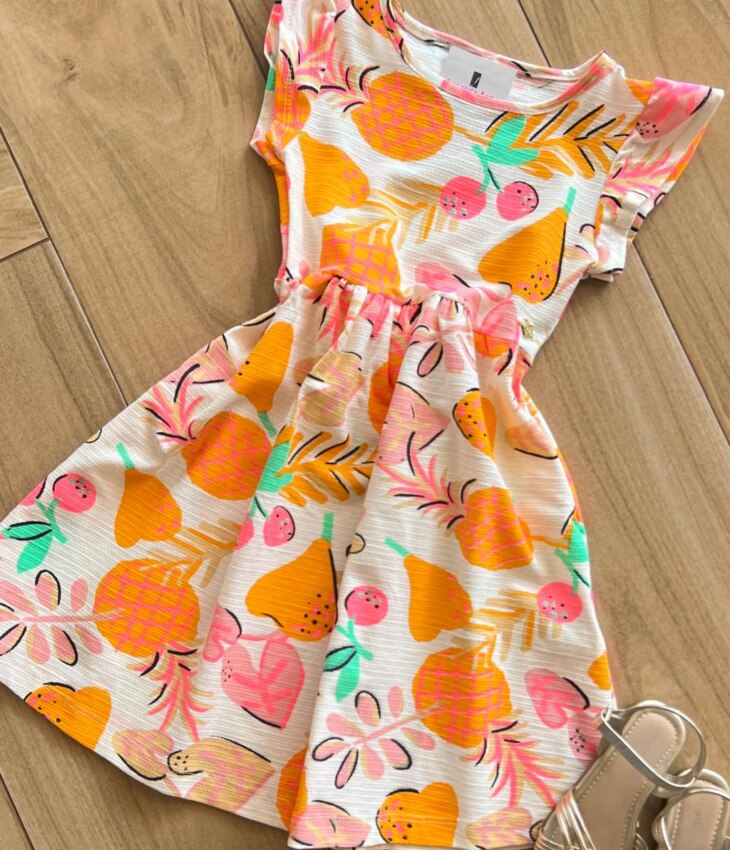 fernandaramoskids com br Vestido Infantil Feminino Manga Curta Frutas 1