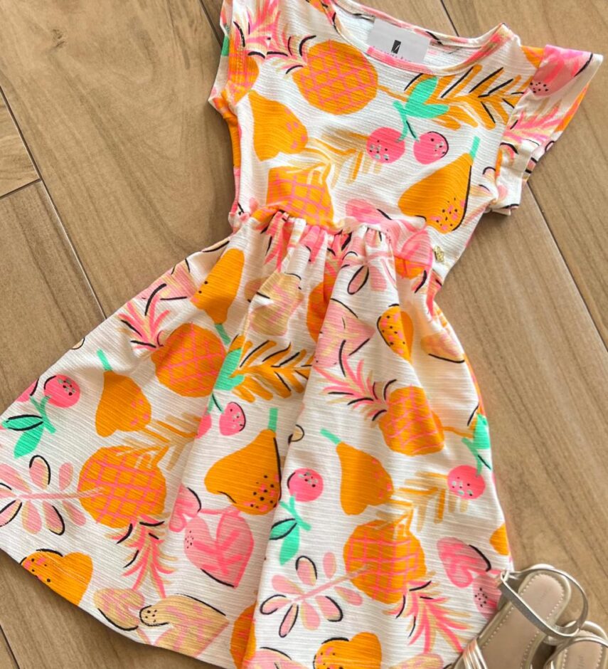 fernandaramoskids com br Vestido Infantil Feminino Manga Curta Frutas 1