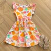 Vestido Infantil Feminino Manga Curta Frutas Fernanda Ramos Kids