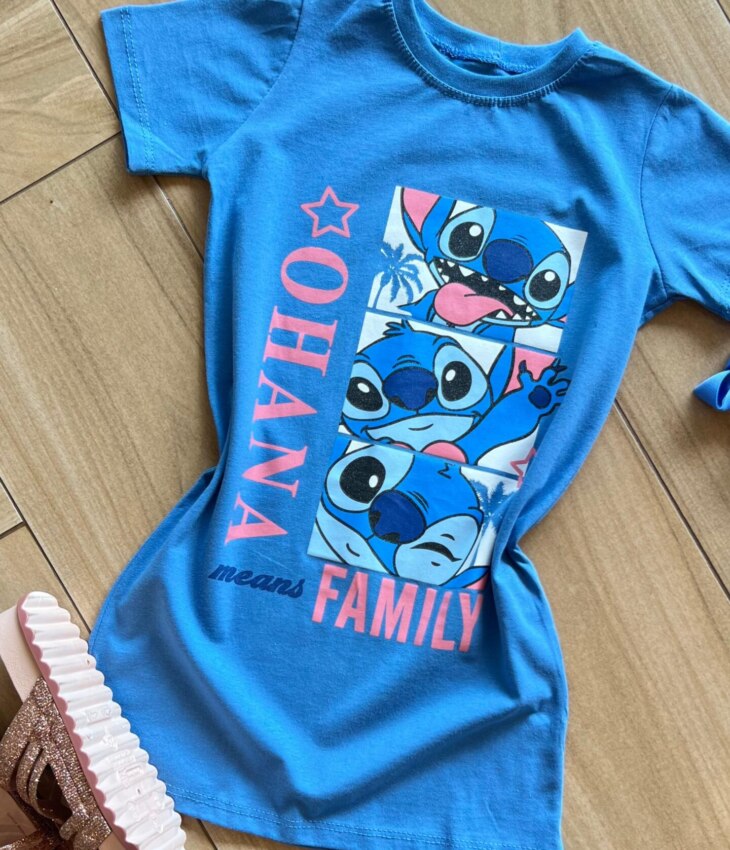 fernandaramoskids com br Vestido Infantil Feminino Manga Curta Ohana Azul1