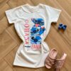 Vestido Infantil Feminino Manga Curta Ohana Off White Fernanda Ramos Kids