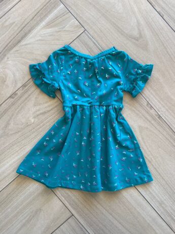 Vestido Infantil Feminino Manga Curta Rodado Estampado Verde Fernanda Ramos Kids