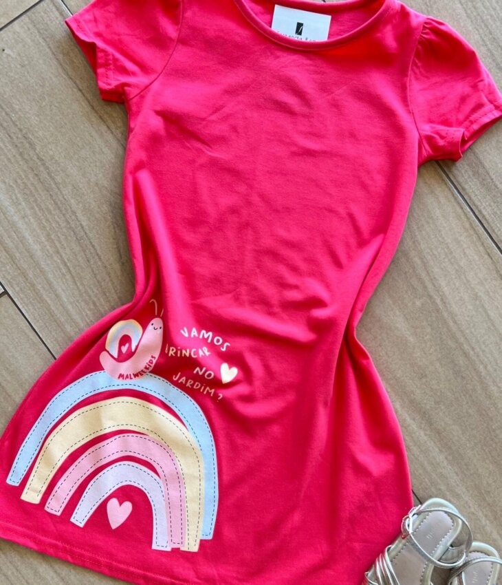 fernandaramoskids com br Vestido Infantil Feminino Manga Curta Vamos Brincar no Jardim 1