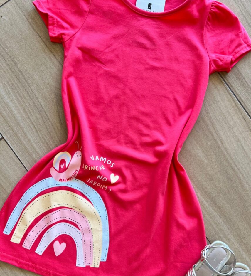 fernandaramoskids com br Vestido Infantil Feminino Manga Curta Vamos Brincar no Jardim 1