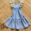 Vestido Infantil Feminino Manga Trabalhada Azul Fernanda Ramos Kids