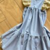 fernandaramoskids com br Vestido Infantil Feminino Manga Trabalhada Azul 1