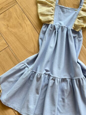 fernandaramoskids com br Vestido Infantil Feminino Manga Trabalhada Azul 1
