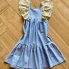 fernandaramoskids com br Vestido Infantil Feminino Manga Trabalhada Azul 2