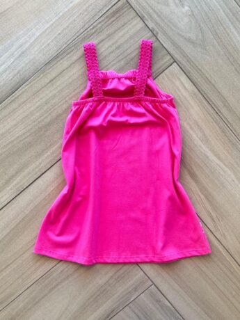 Vestido Infantil Feminino Meia Malha Alça em Guipir Estampado Pink Fernanda Ramos Kids