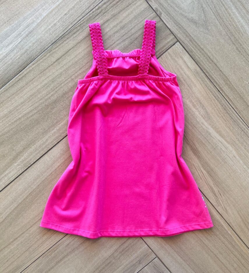 Vestido Infantil Feminino Meia Malha Alça em Guipir Estampado Pink Fernanda Ramos Kids