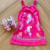 Vestido Infantil Feminino Meia Malha Alça em Guipir Estampado Pink Fernanda Ramos Kids