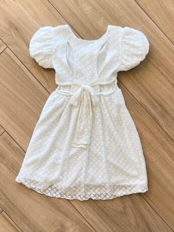 Vestido Infantil Feminino Off White Dois Laço 1 Fernanda Ramos Kids
