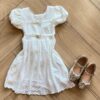 Vestido Infantil Feminino Off White Dois Laço Fernanda Ramos Kids