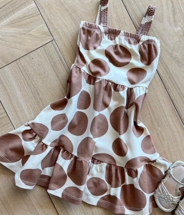 fernandaramoskids com br Vestido Infantil Feminino Poá Marrom 1