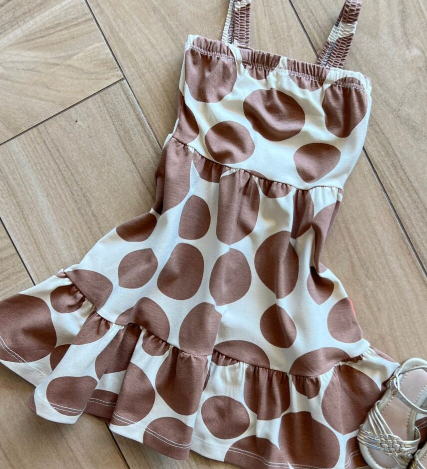 fernandaramoskids com br Vestido Infantil Feminino Poá Marrom 1