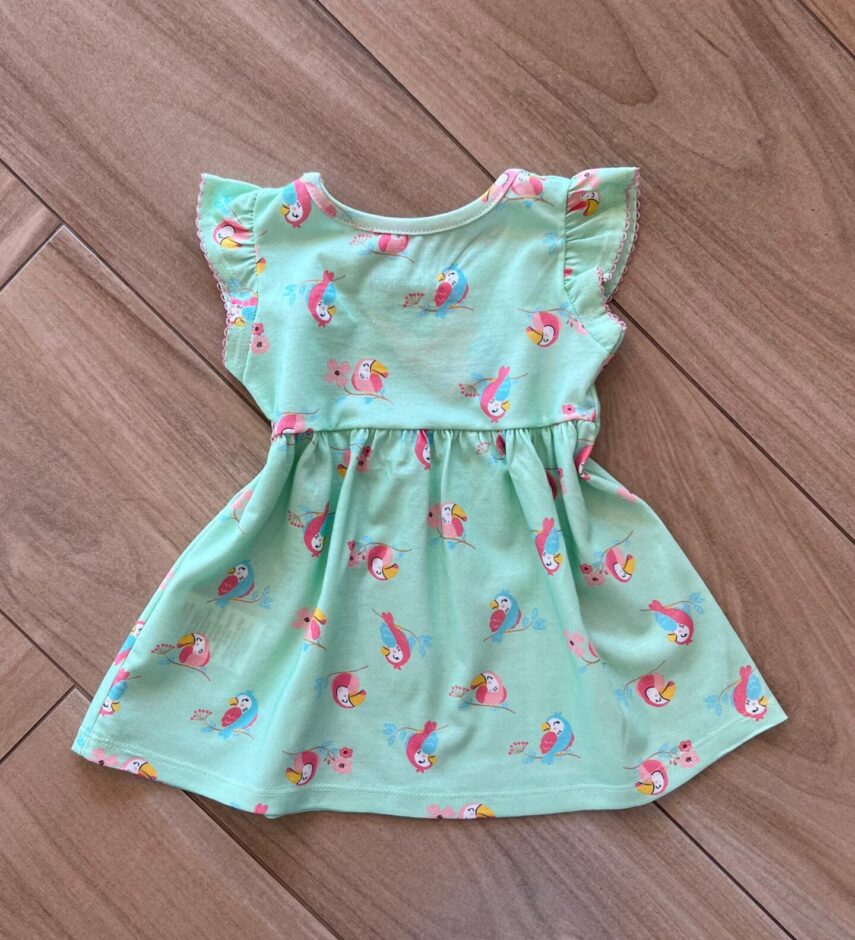 fernandaramoskids com br Vestido Infantil Feminino Rodado Estampa Passarinhos Verde2