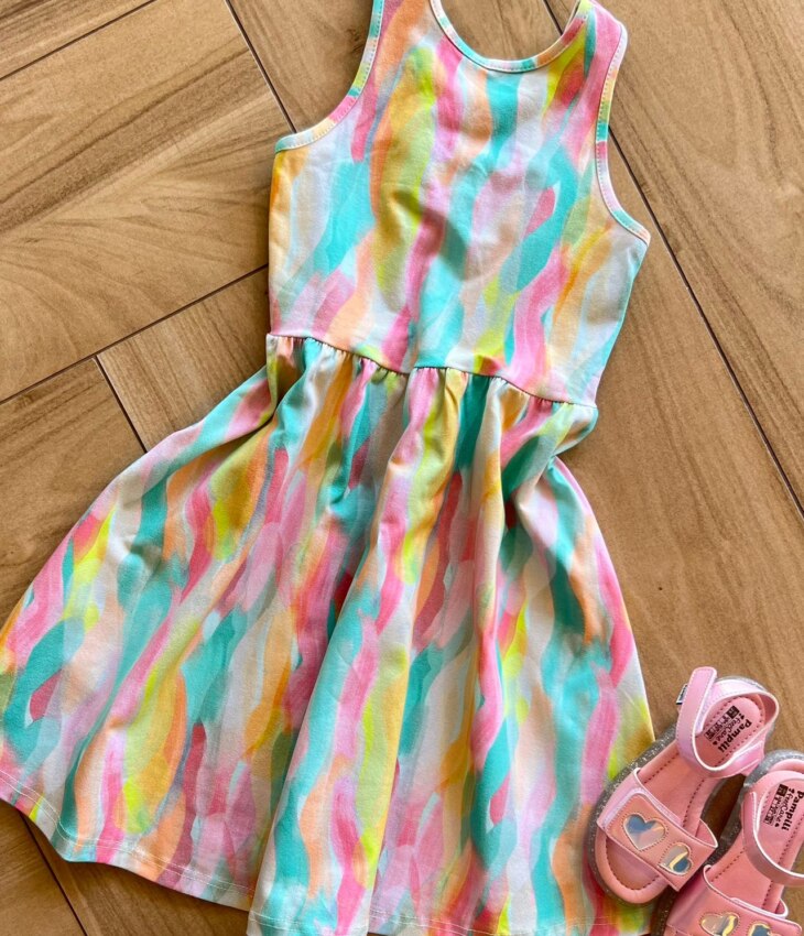 fernandaramoskids com br Vestido Infantil Feminino Rodado Estampado Aquarela1