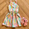 Vestido Infantil Feminino Rodado Estampado Aquarela Fernanda Ramos Kids