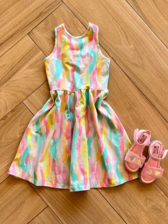 Vestido Infantil Feminino Rodado Estampado Aquarela Fernanda Ramos Kids