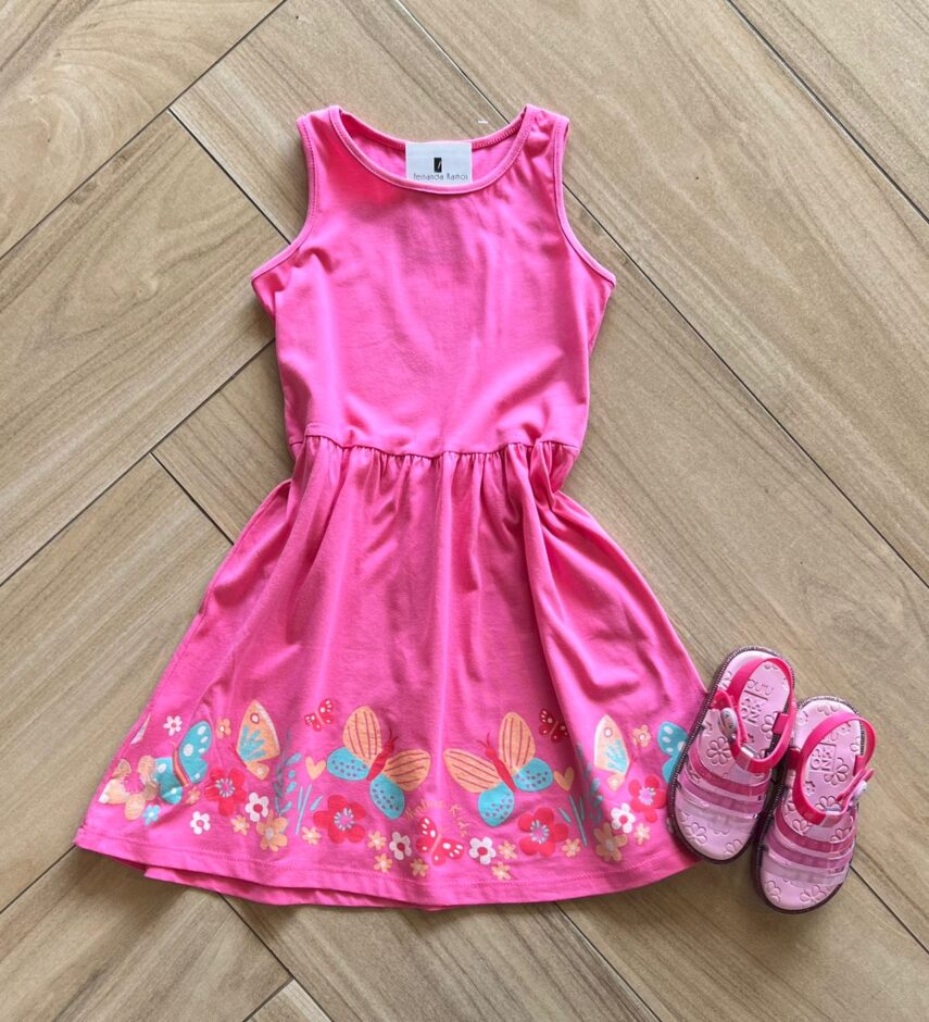 Vestido Infantil Feminino Rodado Pink Fernanda Ramos Kids