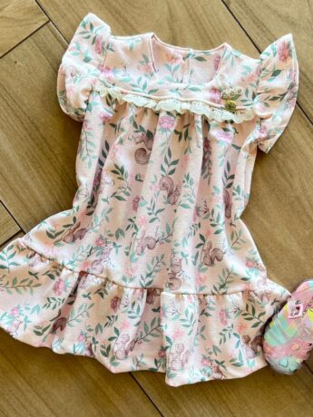 fernandaramoskids com br Vestido Infantil Feminino Rosa Estampa Esquilinho 1
