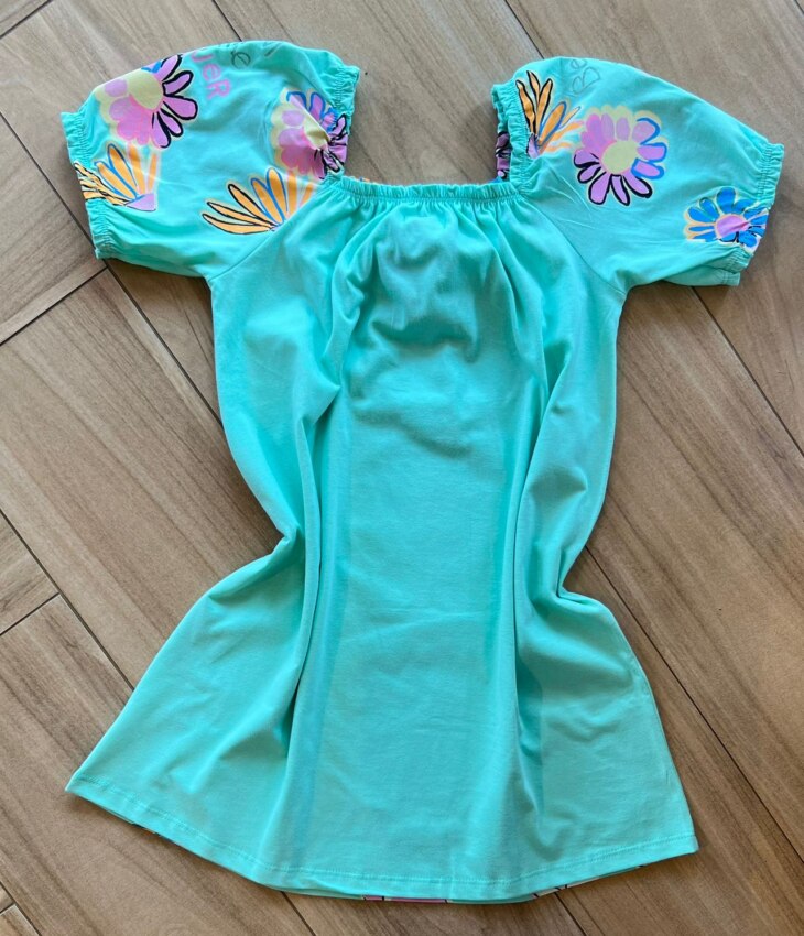 fernandaramoskids com br Vestido Infantil Feminino Verde Estampa Flor 2