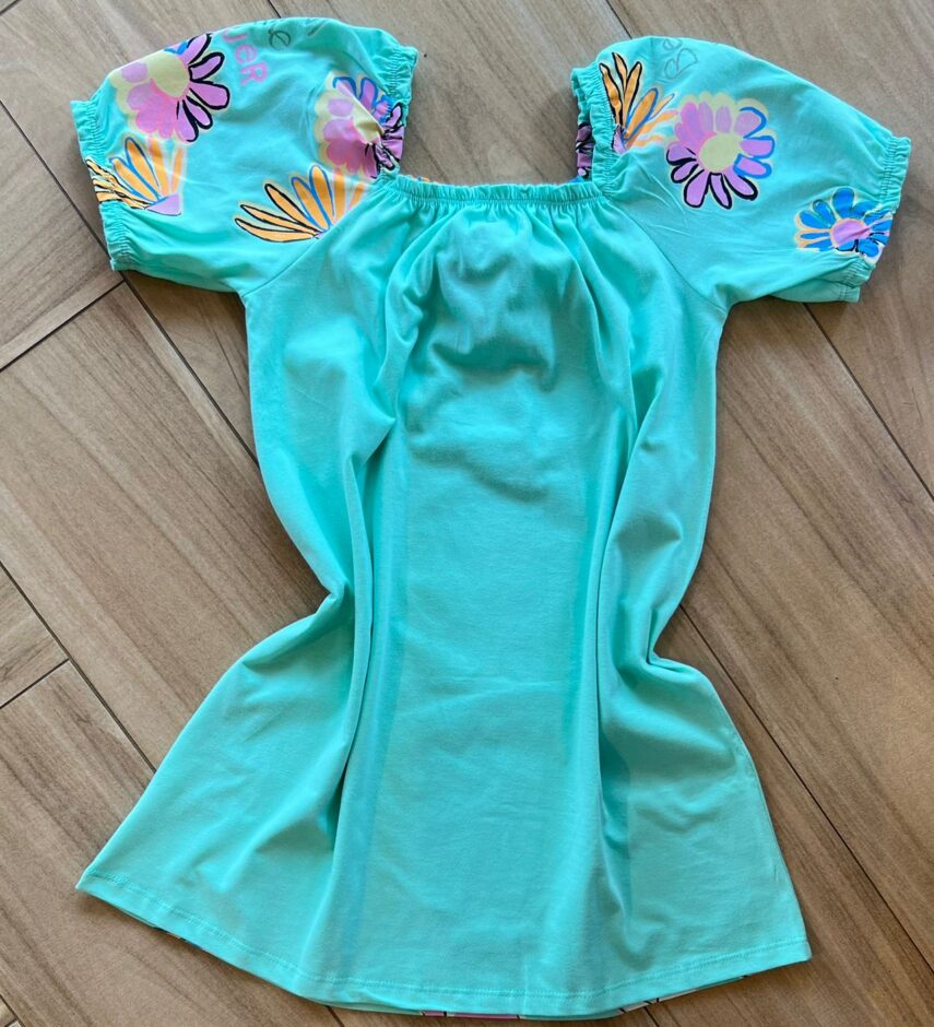 fernandaramoskids com br Vestido Infantil Feminino Verde Estampa Flor 2