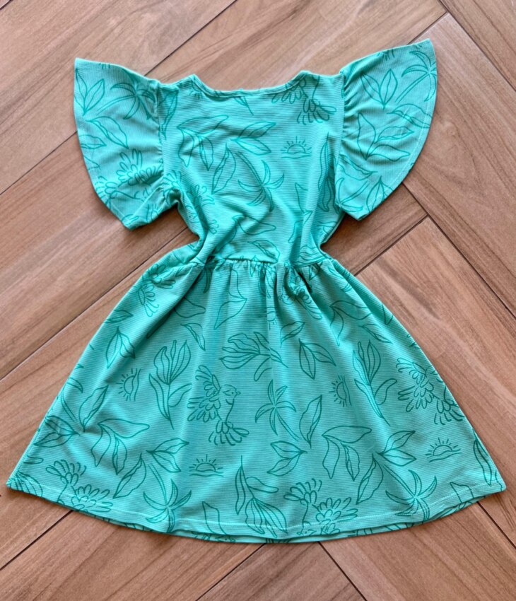 Vestido Infantil Feminino Verde Pássaro 1 Fernanda Ramos Kids