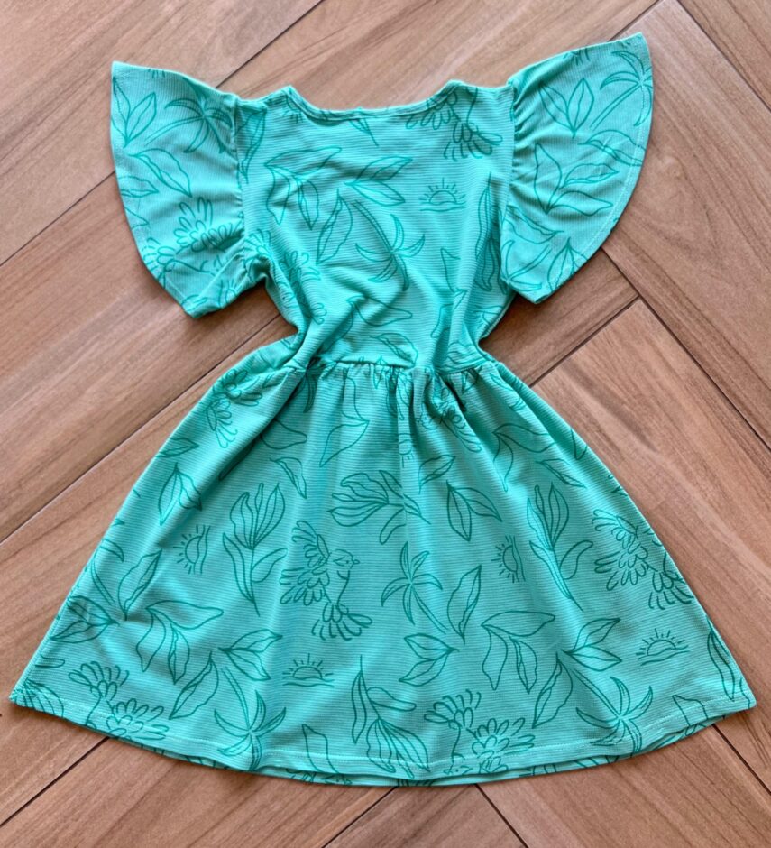 Vestido Infantil Feminino Verde Pássaro 1 Fernanda Ramos Kids