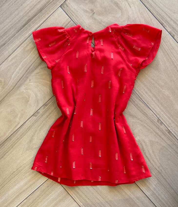 Vestido Infantil Feminino Vermelho com Detalhe em Brilho Fernanda ramos kids