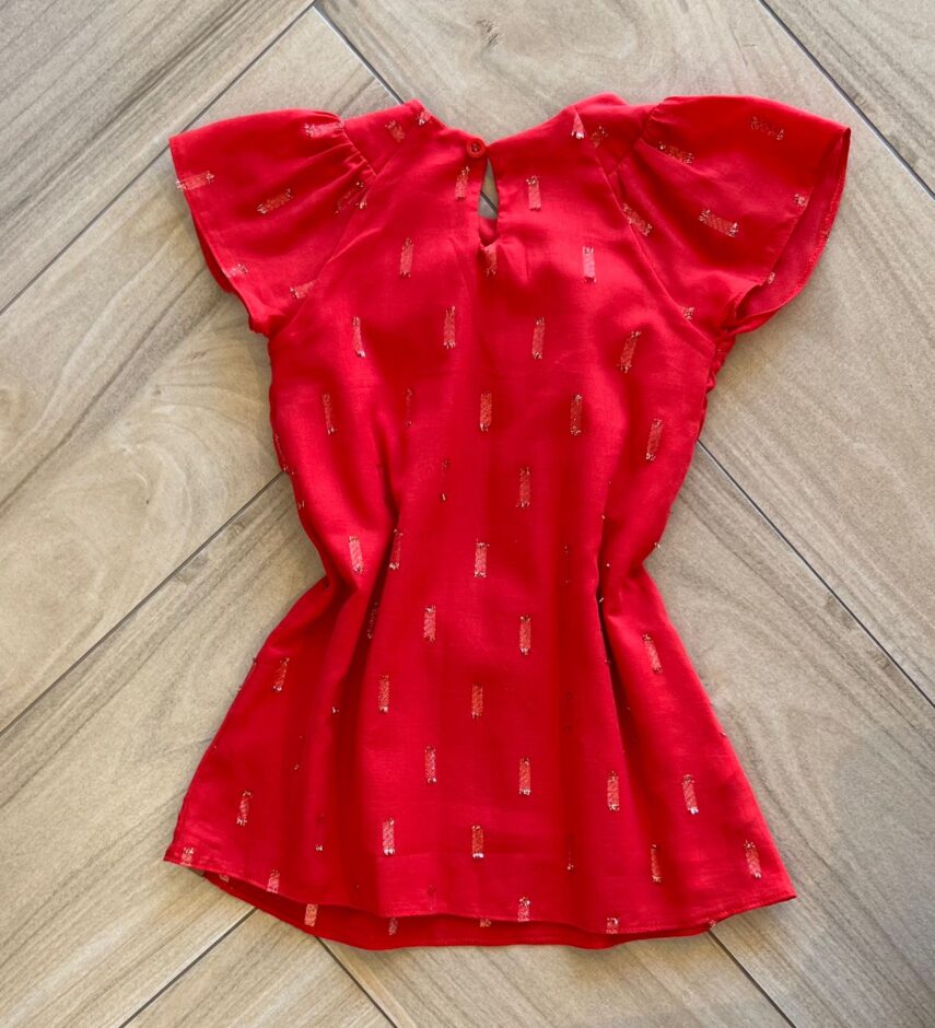 Vestido Infantil Feminino Vermelho com Detalhe em Brilho Fernanda ramos kids
