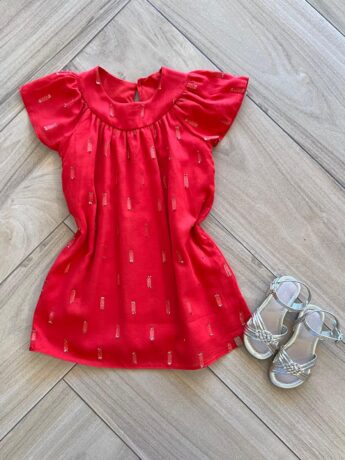 Vestido Infantil Feminino Vermelho com Detalhe em Brilho Fernanda ramos kids