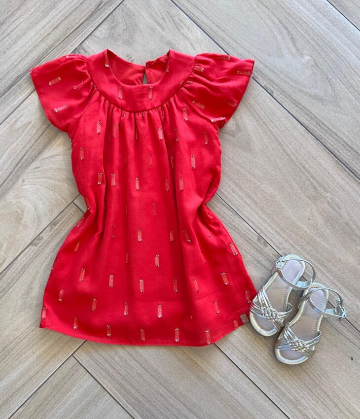 Vestido Infantil Feminino Vermelho com Detalhe em Brilho Fernanda ramos kids