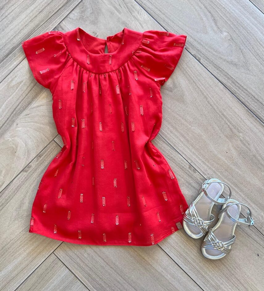 Vestido Infantil Feminino Vermelho com Detalhe em Brilho Fernanda ramos kids