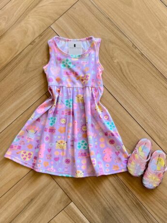 Vestido Regata Infantil Feminino Curto Estampa Animal Fernanda ramos kids