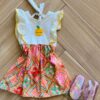 Vestido Regata Infantil Feminino Curto Estampa Frutas Fernanda ramos kids