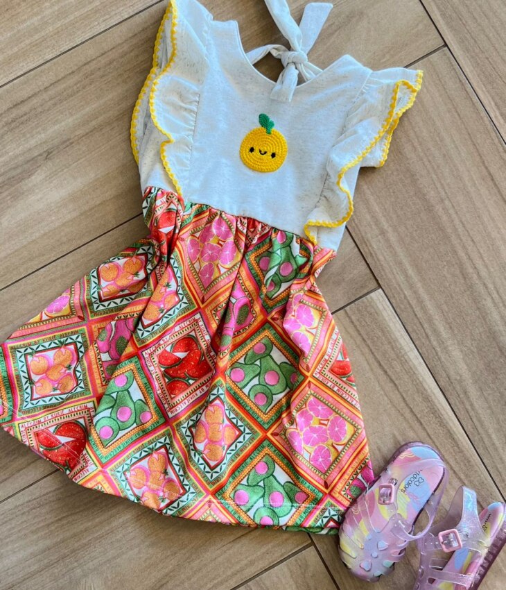 fernandaramoskids com br Vestido Regata Infantil Feminino Curto Estampa Frutas 1