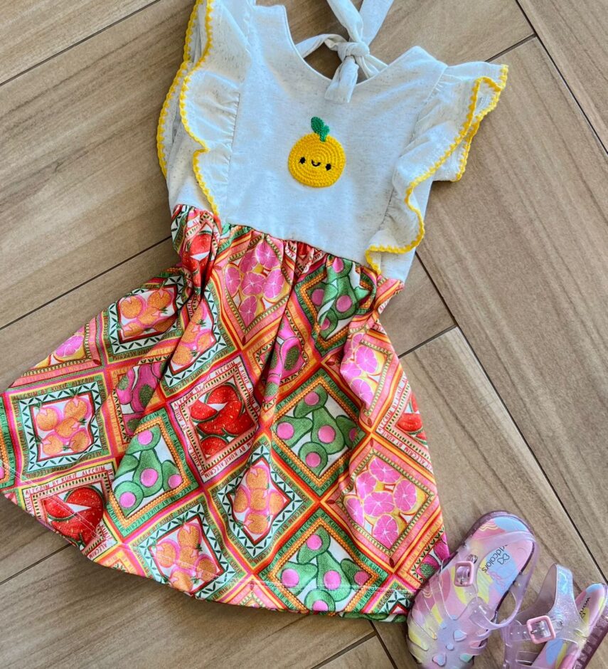 fernandaramoskids com br Vestido Regata Infantil Feminino Curto Estampa Frutas 1