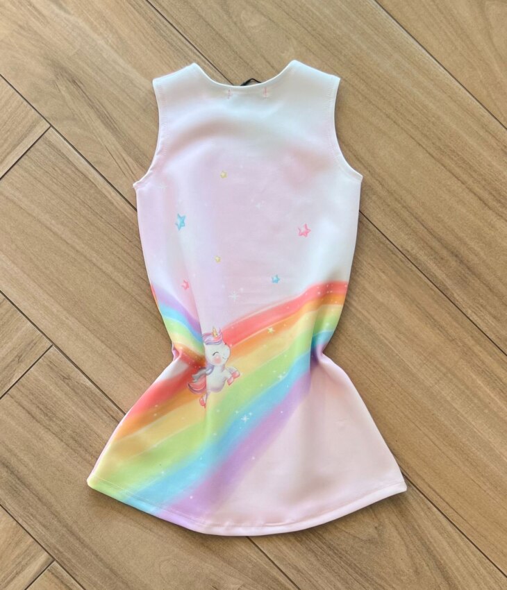Fernanda ramos kids Vestido Regata Infantil Feminino Curto Gatinha Arco Iris 1