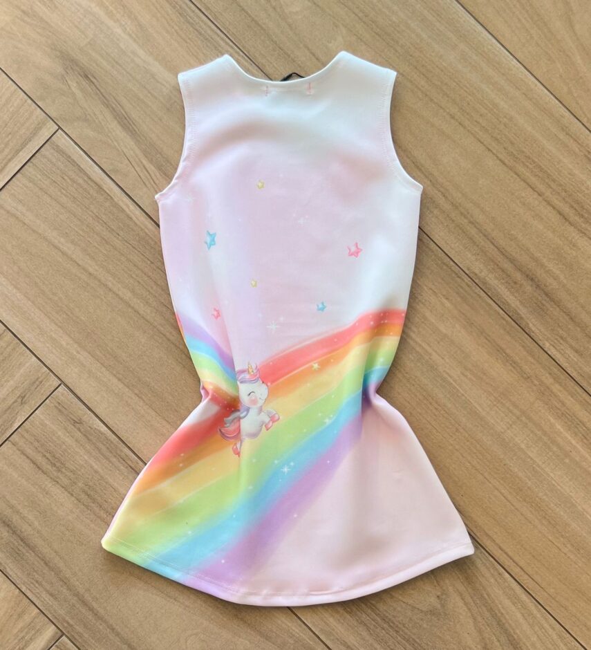 Fernanda ramos kids Vestido Regata Infantil Feminino Curto Gatinha Arco Iris 1