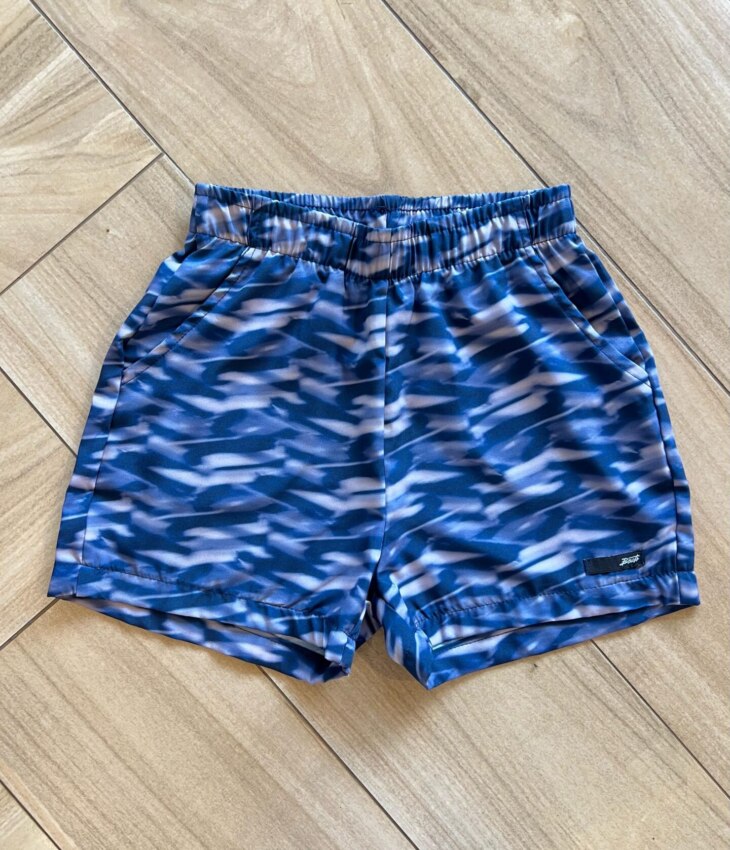 Bermuda Infantil Masculina Azul Mesclado com Bolsos Fernanda Ramos Kids